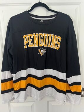 NHL Pittsburgh Penguins Black White Gold Team Jersey Top